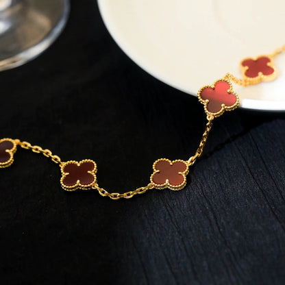 [Clover-Jewelry]CLOVER 5 MOTIFS RED AGATE  BRACELET