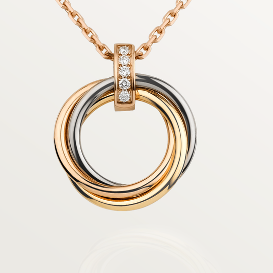 [Clover-Jewelry]TRINITY NECKLACE GOLD  DIAMONDS