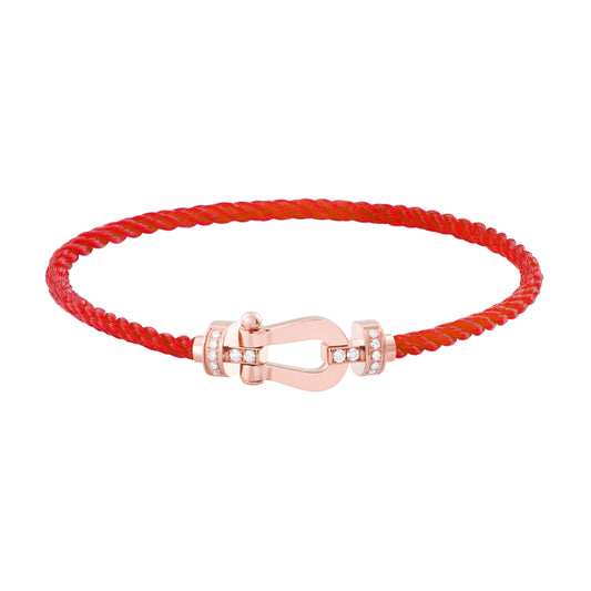 [Clover-Jewelry]FORCE 10 HALF DIAMOND PINK GOLD RED CORDERI LARGE AND MEDIUM MODEL