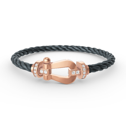 [Clover-Jewelry]FORCE LARGE HORSESHOE HALF DIAMOND BRACELET ROSE GOLD