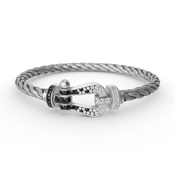 [Clover-Jewelry]FORCE LARGE HORSESHOE BLACK WHITE DIAMOND BRACELET SILVER