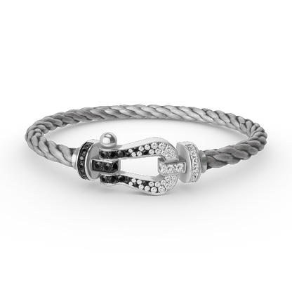 [Clover-Jewelry]FORCE LARGE HORSESHOE BLACK WHITE DIAMOND BRACELET SILVER