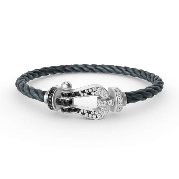 [Clover-Jewelry]FORCE LARGE HORSESHOE BLACK WHITE DIAMOND BRACELET SILVER