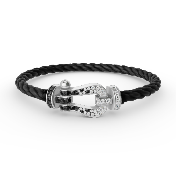 [Clover-Jewelry]FORCE LARGE HORSESHOE BLACK WHITE DIAMOND BRACELET SILVER