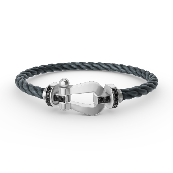 [Clover-Jewelry]FORCE LARGE HORSESHOE BLACK DIAMOND BRACELET SILVER