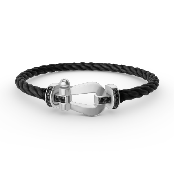 [Clover-Jewelry]FORCE LARGE HORSESHOE BLACK DIAMOND BRACELET SILVER