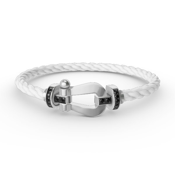 [Clover-Jewelry]FORCE LARGE HORSESHOE BLACK DIAMOND BRACELET SILVER