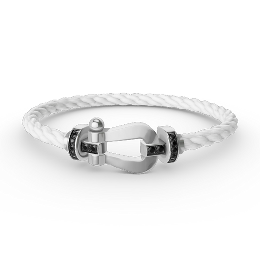 [Clover-Jewelry]FORCE LARGE HORSESHOE BLACK DIAMOND BRACELET SILVER