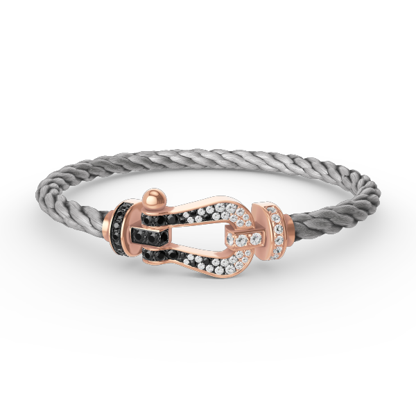 [Clover-Jewelry]FORCE LARGE HORSESHOE BLACK WHITE DIAMOND BRACELET ROSE GOLD