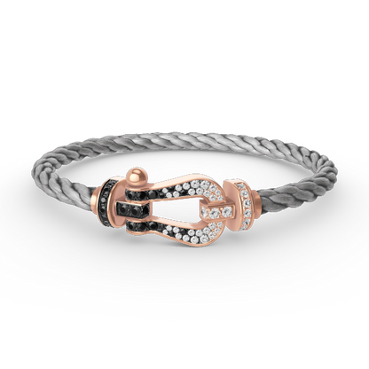 [Clover-Jewelry]FORCE LARGE HORSESHOE BLACK WHITE DIAMOND BRACELET ROSE GOLD