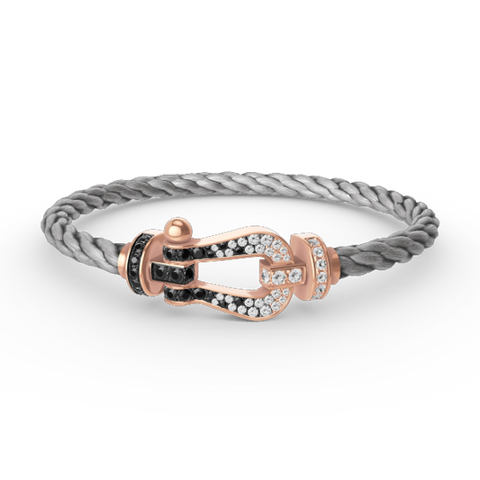 [Clover-Jewelry]FORCE LARGE HORSESHOE BLACK WHITE DIAMOND BRACELET ROSE GOLD