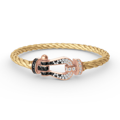 [Clover-Jewelry]FORCE LARGE HORSESHOE BLACK WHITE DIAMOND BRACELET ROSE GOLD