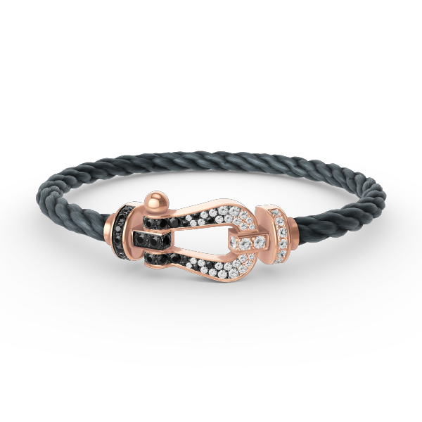 [Clover-Jewelry]FORCE LARGE HORSESHOE BLACK WHITE DIAMOND BRACELET ROSE GOLD