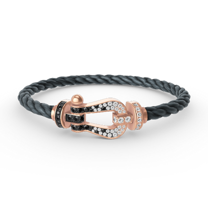 [Clover-Jewelry]FORCE LARGE HORSESHOE BLACK WHITE DIAMOND BRACELET ROSE GOLD