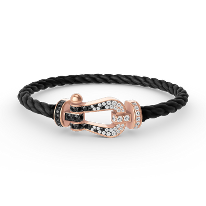 [Clover-Jewelry]FORCE LARGE HORSESHOE BLACK WHITE DIAMOND BRACELET ROSE GOLD