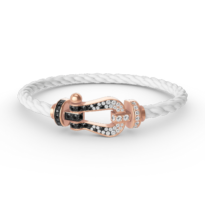 [Clover-Jewelry]FORCE LARGE HORSESHOE BLACK WHITE DIAMOND BRACELET ROSE GOLD