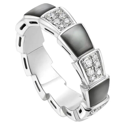 [Clover-Jewelry]SERPENTI RING SILVER DIAMOND BLACK MOP 4MM