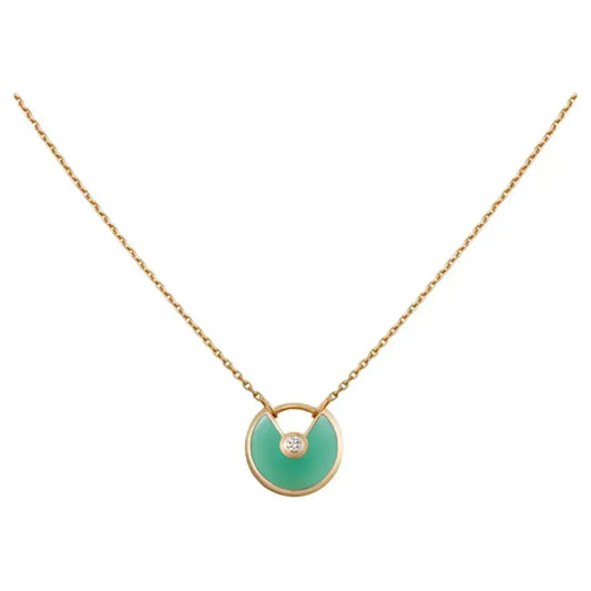 [Clover-Jewelry]AMULETTE GOLD MALACHITE NECKLACE