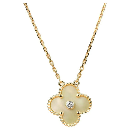 [Clover-Jewelry]CLOVER 15MM DIAMOND GOLD MOTHER OF PEARL NECKLACE