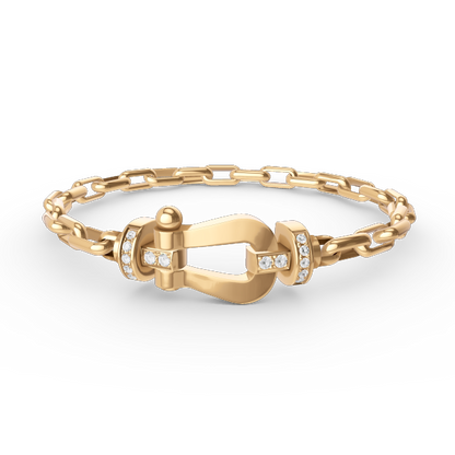 [Clover-Jewelry]FORCE LARGE HORSESHOE CLASP  METAL BRACELET