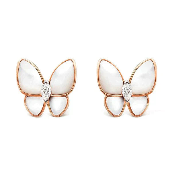 [Clover-Jewelry]BUTTERFLY MOP DIAMOND EARRINGS