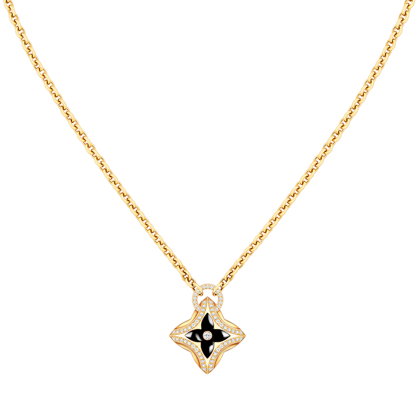 [Clover-Jewelry]STAR PEDANT PINK GOLD DIAMOND NECKLACE