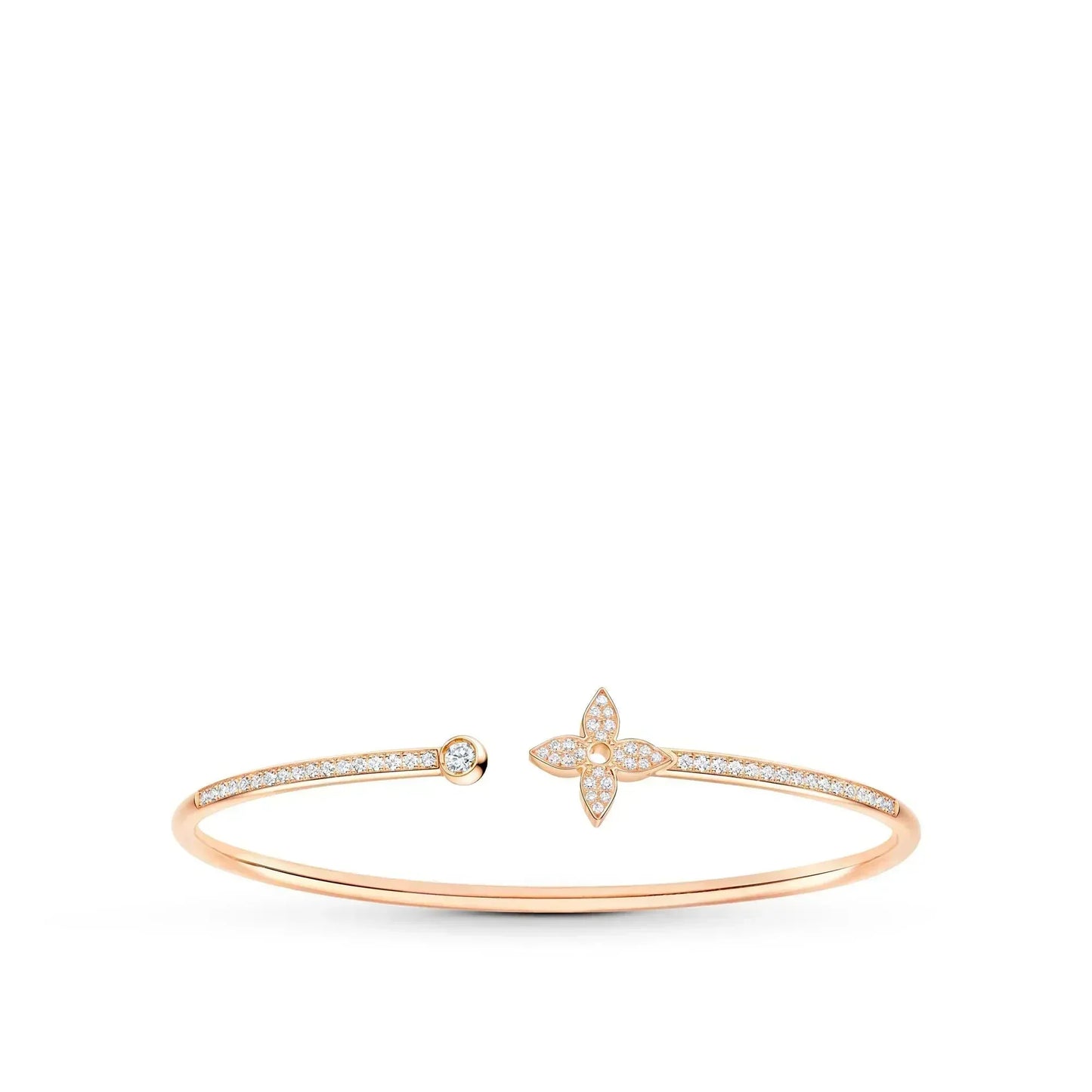 [Clover-Jewelry]IDYLLE PINK GOLD OPEN BRACELET DIAMOND PAVED