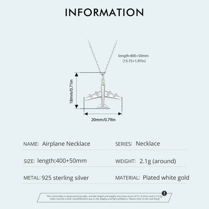 Zarte Halskette mit Flugzeug-Anhänger, platinbeschichtete Halskette