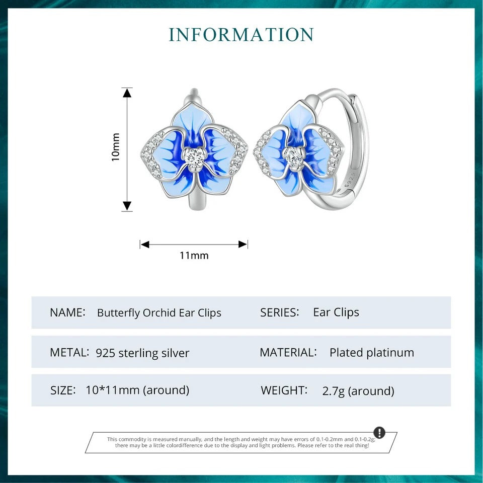Ohrclips mit Schmetterlingsorchidee und Phalaenopsis-Blumen