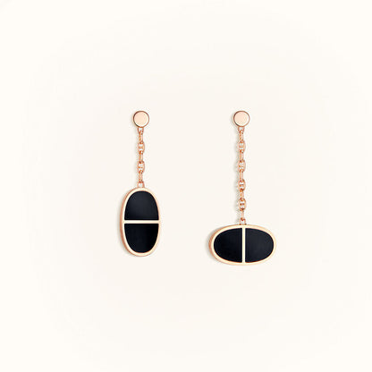 [Clover-Jewelry]CHAINE VERSO BLACK CERAMIC EARRINGS