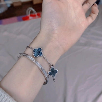 [Clover-Jewelry]CLOVER 5 MOTIF PIETERSITE SILVER BRACELET