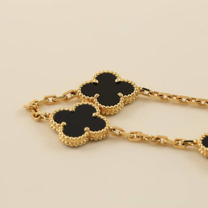 [Clover-Jewelry]CLOVER  5 MOTIFS BLACK ONYX BRACELET