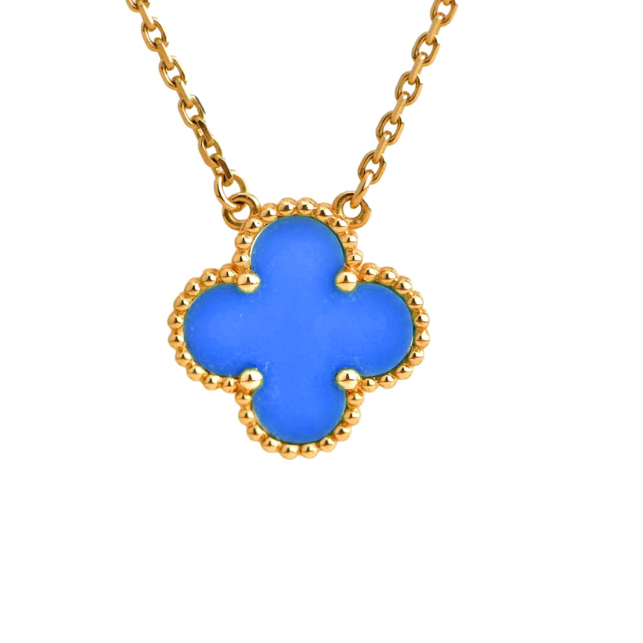 [Clover-Jewelry]CLOVER 15MM BLUE AGATE NECKLACE