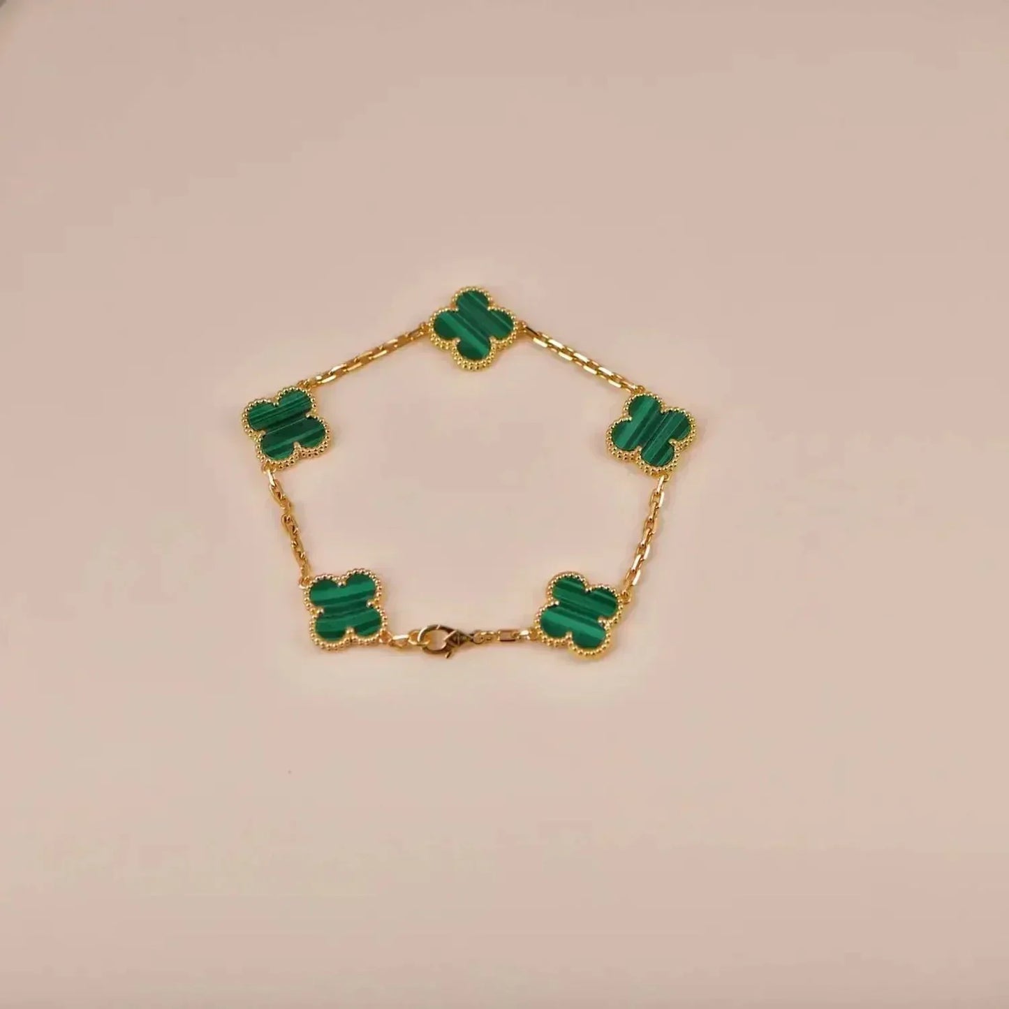 [Clover-Jewelry]CLOVER 5 MOTIFS MALACHITE BRACELET