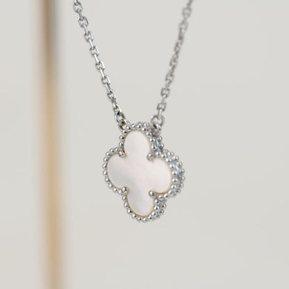 [Clover-Jewelry]CLOVER  15MM WHITE MOTHER-OF-PEARL SILVER