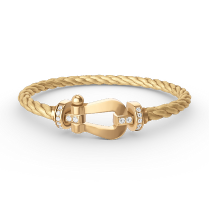 [Clover-Jewelry]FORCE LARGE HORSESHOE HALF DIAMOND BRACELET GOLD