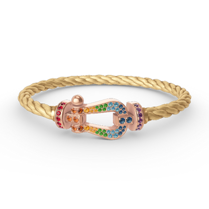 [Clover-Jewelry]FORCE LARGE HORSESHOE  COLORED DIAMOND BRACELET ROSE GOLD