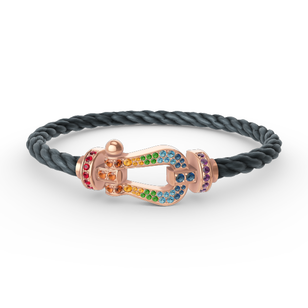 [Clover-Jewelry]FORCE LARGE HORSESHOE  COLORED DIAMOND BRACELET ROSE GOLD