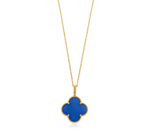 [Clover-Jewelry]CLOVER 25MM NECKLACE TURQUOISE ROSE GOLD