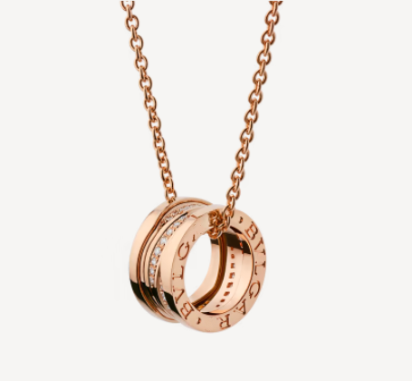 [Clover-Jewelry]ZERO 1 PINK GOLD DIAMOND NECKLACE