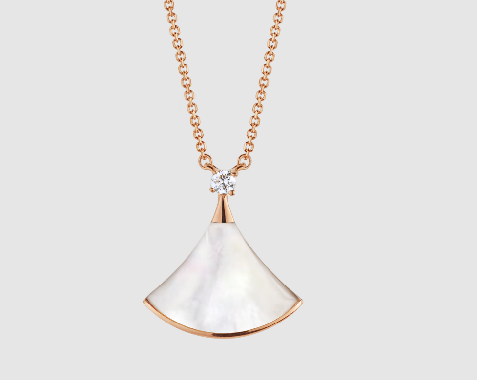 [Clover-Jewelry]DREAM NECKLACE WHITE MOP PINK GOLD 1 DIAMOND