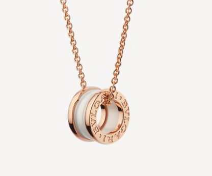 [Clover-Jewelry]ZERO 1 WHITE CERAMIC PINK GOLD NECKLACE