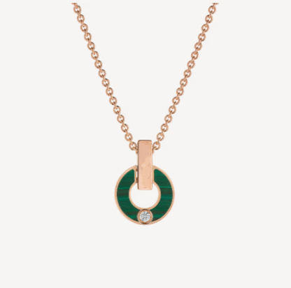 [Clover-Jewelry]GARI NECKLACE PINK GOLD MALACHITE