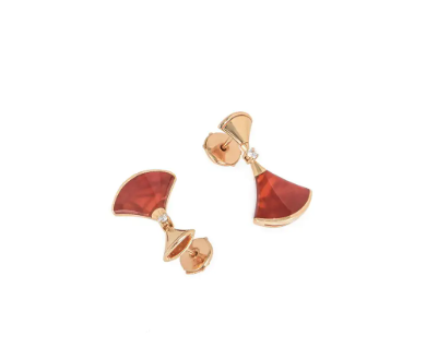 [Clover-Jewelry]DREAM Carnelian PINK GOLD EARRINGS