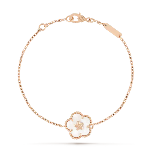 [Clover-Jewelry]LUCKY WHITE MOP PLUM BLOSSOM  BRACELET