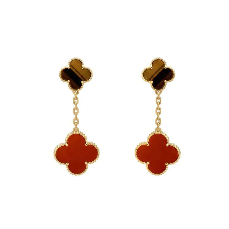 [Clover-Jewelry]CLOVER  2 MOTIF  TIGER EYE CARNELIAN EARRINGS