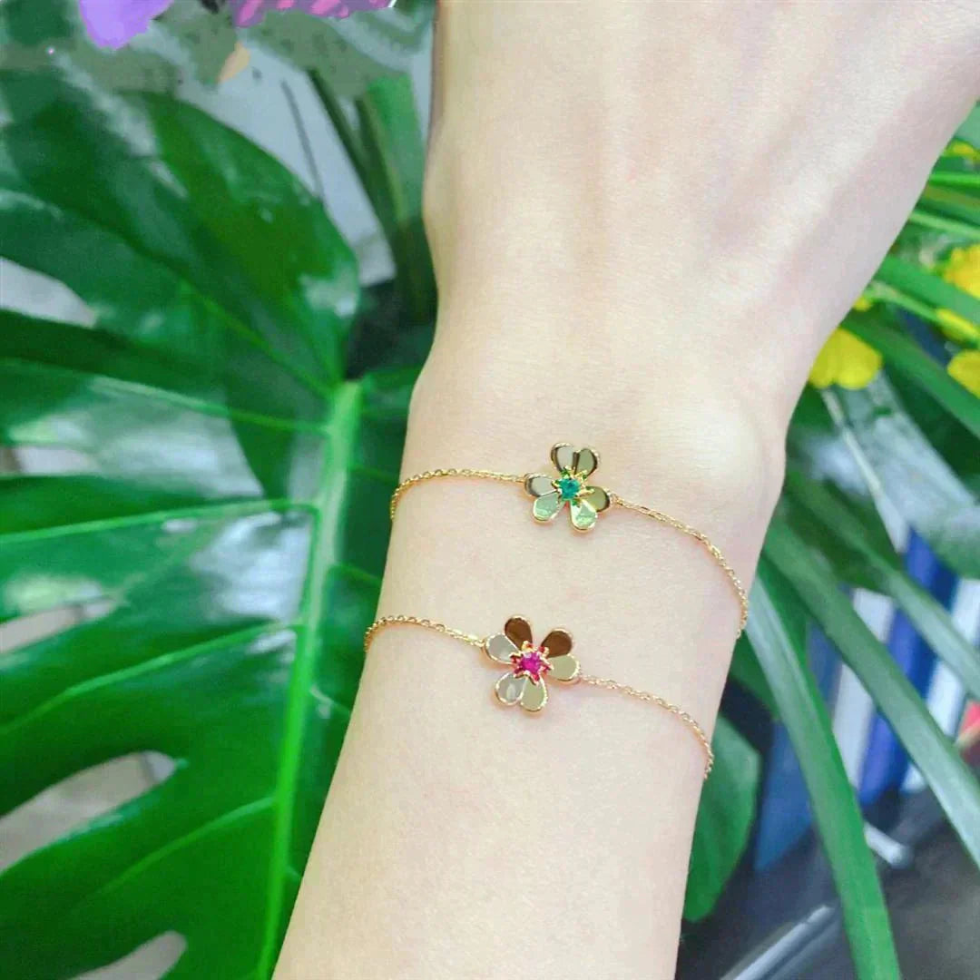 [Clover-Jewelry]FRIVOLE GOLD FLOWER PINK MALACHITE BRACELET