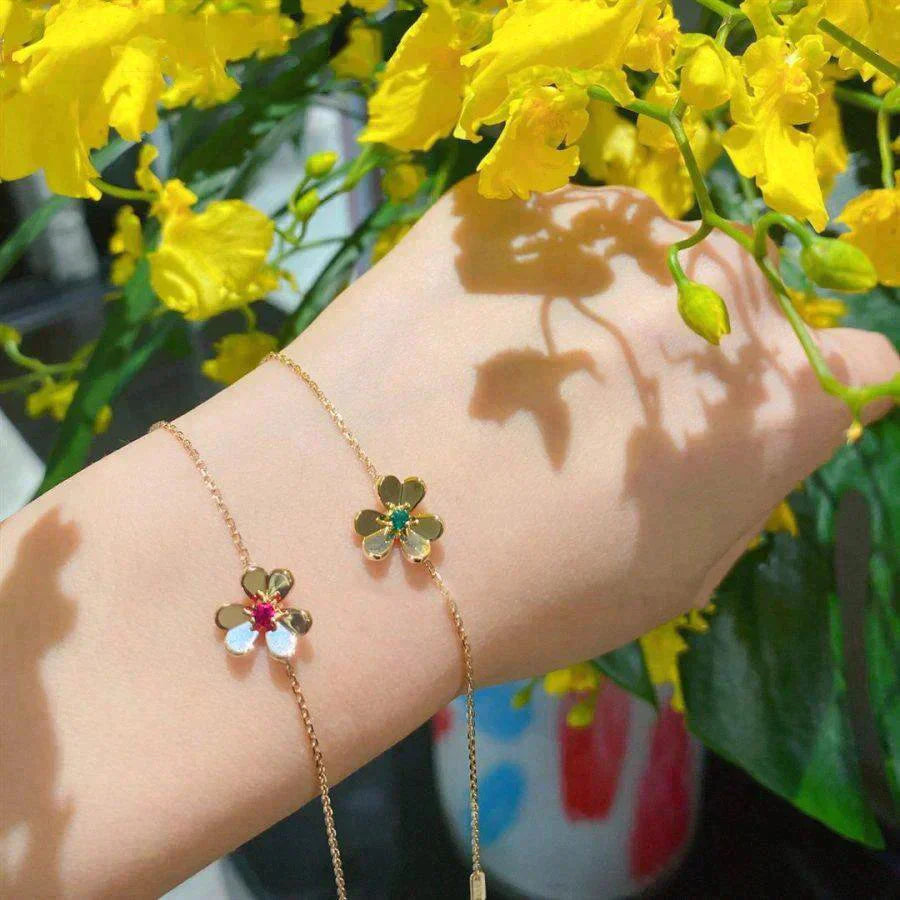 [Clover-Jewelry]FRIVOLE GOLD FLOWER PINK MALACHITE BRACELET