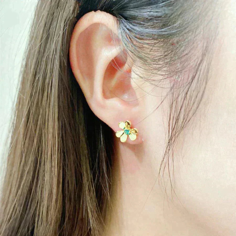 [Clover-Jewelry]FRIVOLE  FLOWER MALACHITE EARRINGS