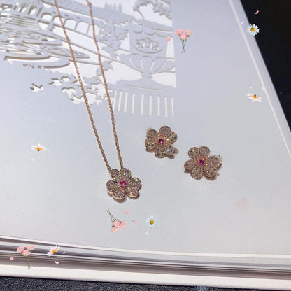 [Clover-Jewelry]FRIVOLE ROSE GOLD FLOWER DIAMOND NECKLACE